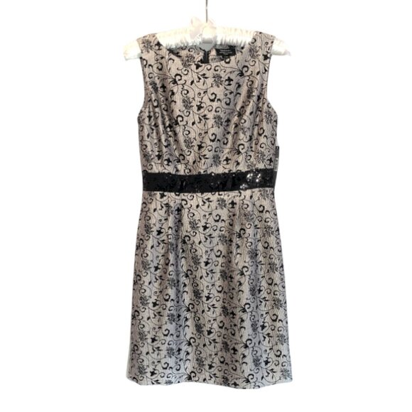 NEW Tahari ASL Dress Cocktail Floral Black Silver Sequins Belinda 2 Petite 2P - Picture 3 of 16